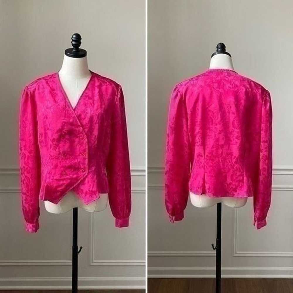 Vintage Ann Chabrol Fuchsia Satin Jacquard Double… - image 1