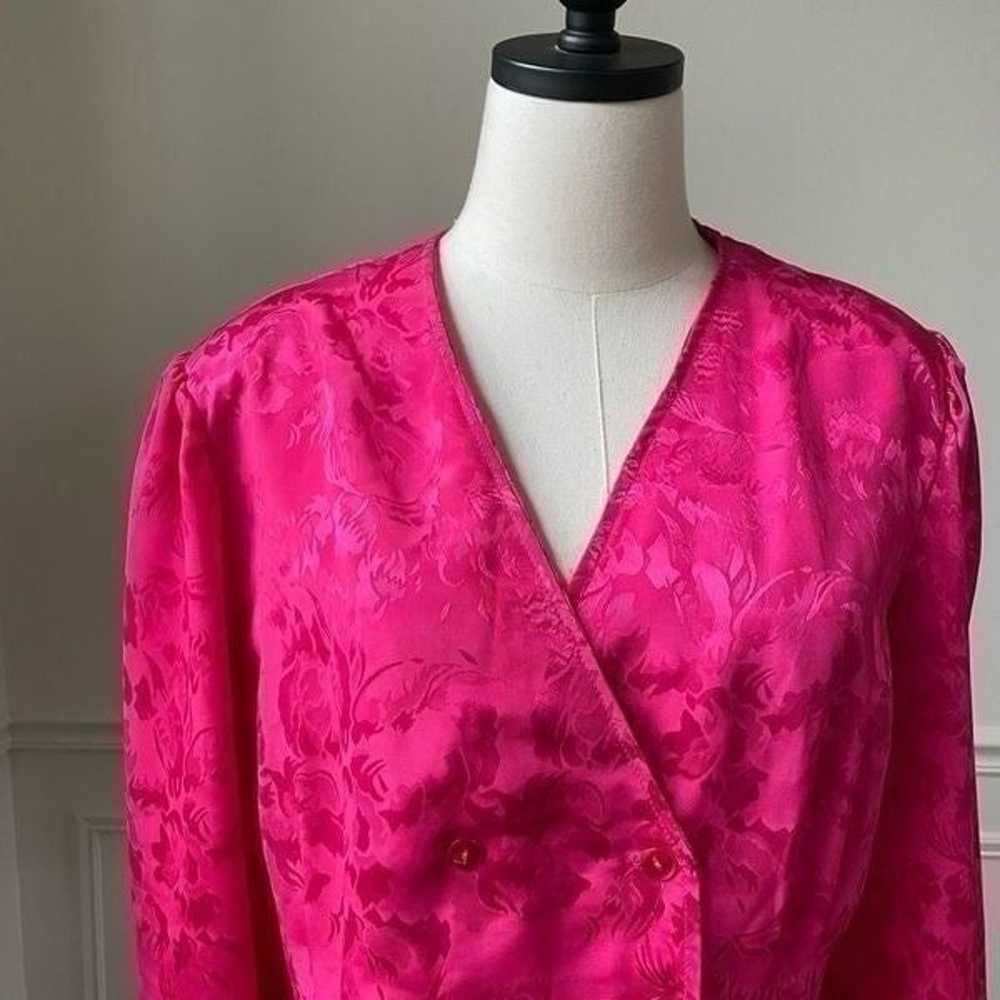 Vintage Ann Chabrol Fuchsia Satin Jacquard Double… - image 2