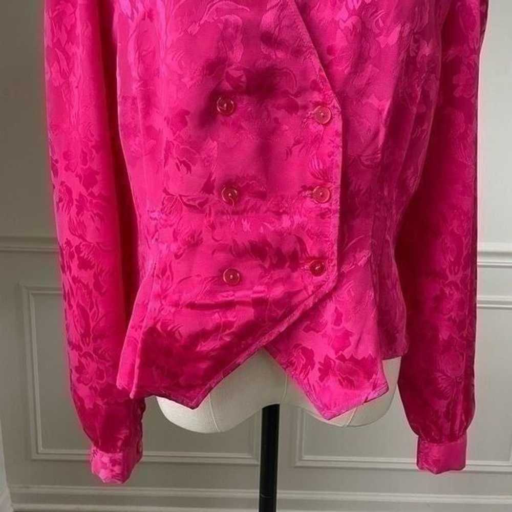 Vintage Ann Chabrol Fuchsia Satin Jacquard Double… - image 3