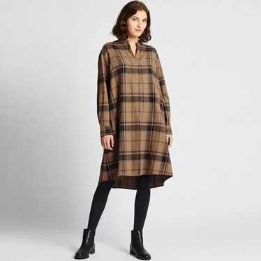 NWOT UNIQLO Soft Flannel Long-Sleeve Flare Dress S