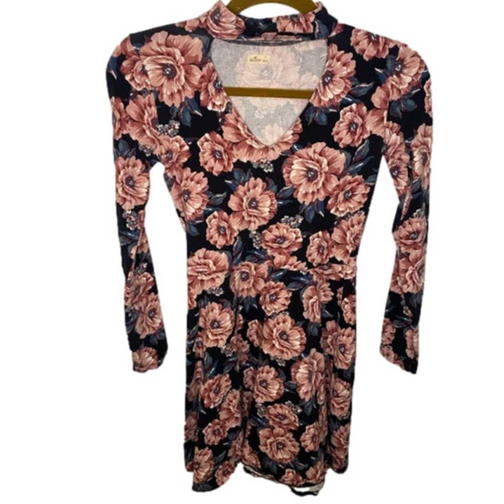 Hollister Floral long sleeve mini dress w/ choker… - image 1