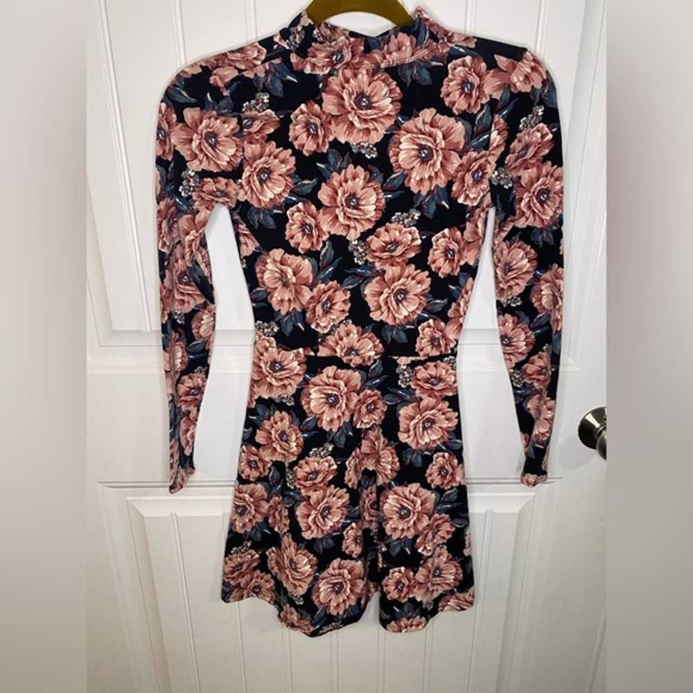 Hollister Floral long sleeve mini dress w/ choker… - image 4