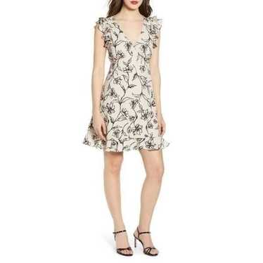 Leith Flutter Sleeve Floral Mini Dress, Size S - image 1