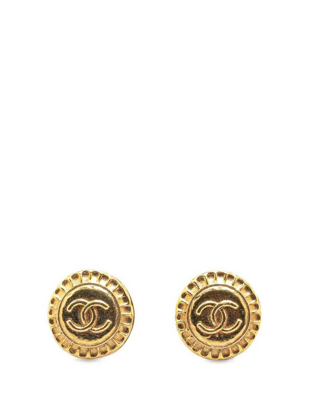 CHANEL Pre-Owned 1970-1980 Gold Plated CC Clip On… - image 1