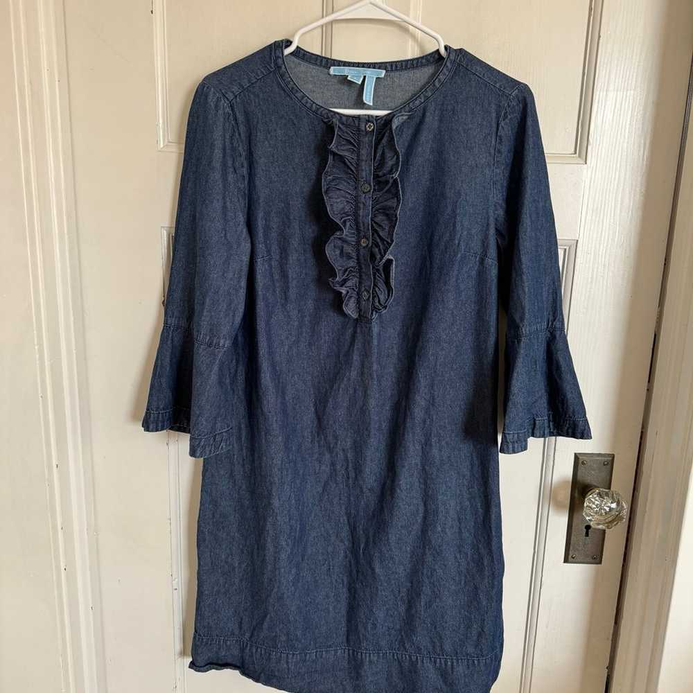 Draper James denim chambray ruffle dress size 8 (… - image 1