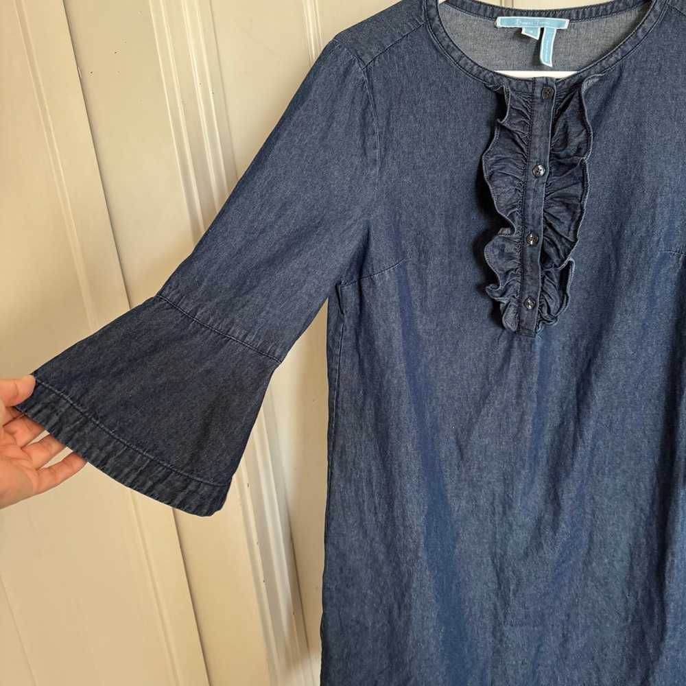 Draper James denim chambray ruffle dress size 8 (… - image 2