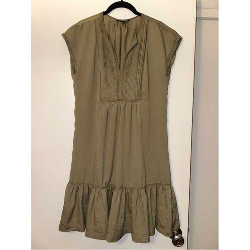 Banana Republic Womens V Neck Pleated Olive Green… - image 1