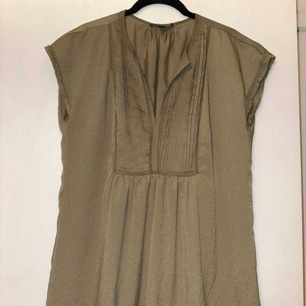 Banana Republic Womens V Neck Pleated Olive Green… - image 3