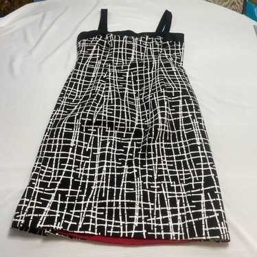 Citrine Black White Cross Print Dress Size 12 - image 1