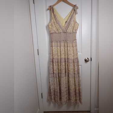 Taylor Yellow Purple Floral Sleeveless Maxi Dress 