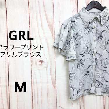 Grail GRL Flower Print Frill Blouse Short Sleeve B