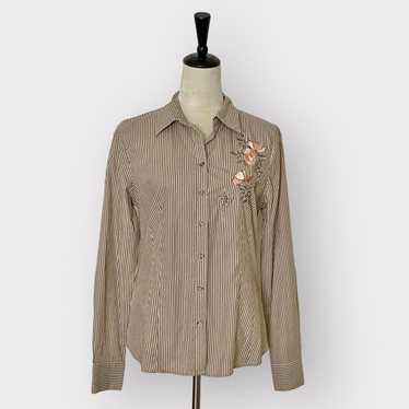 Covington Embroidered Vintage Button Up Shirt Beig