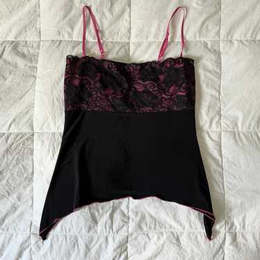 vintage y2k asymmetrical lace cami top