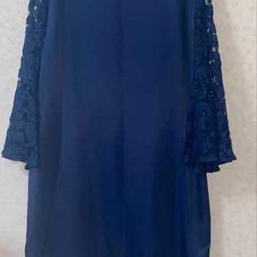 LAUTREAMONT Navy Lace Sleeve Dress 36