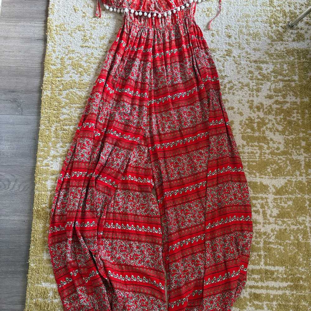 Poly Poly Red Pattern Maxi Dress (M) - image 2