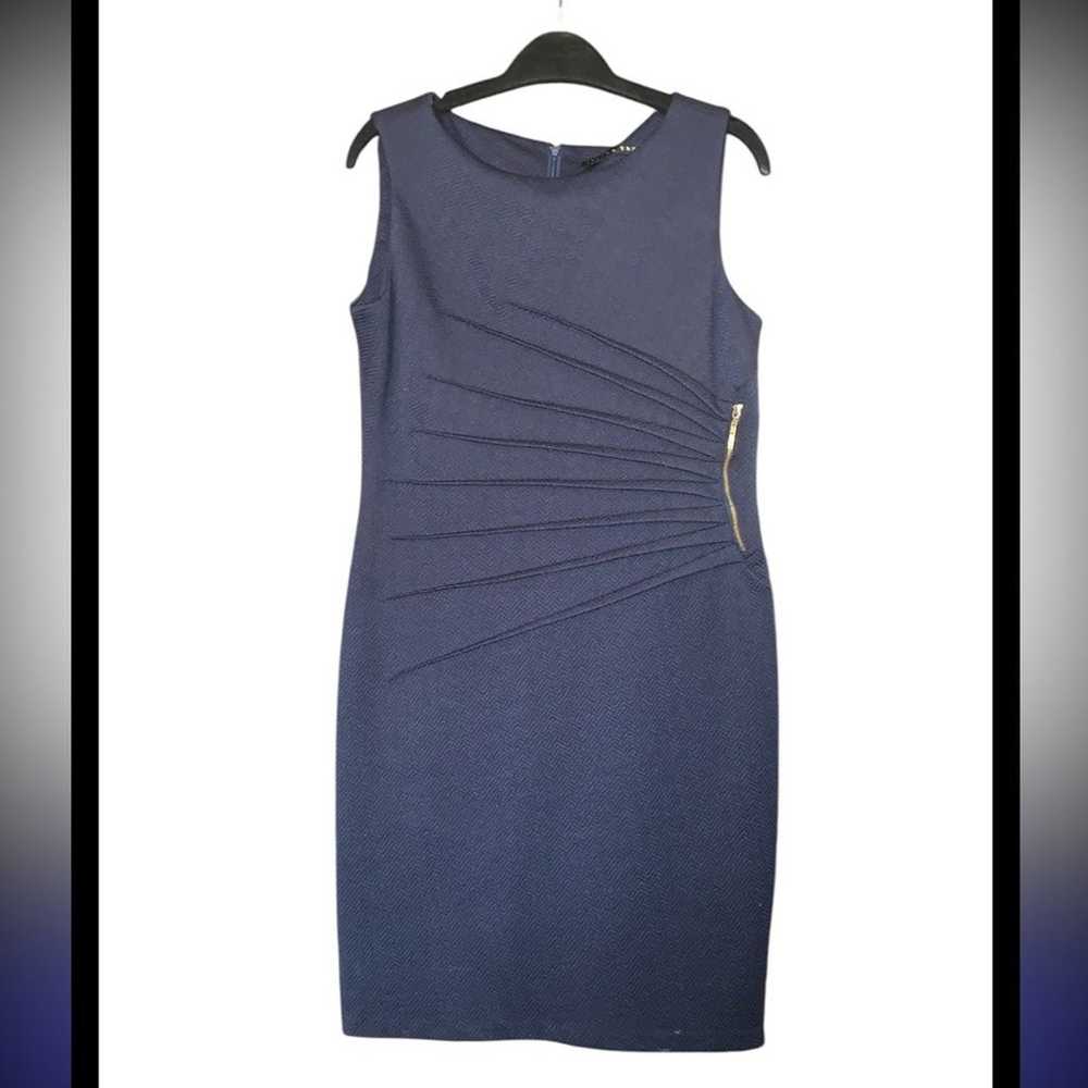 Ivanka Trump Navy Sheath Dress With Gold Zipper A… - image 2