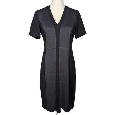 Tahari V-neck Short Sleeve Sheath Dress Black and… - image 1