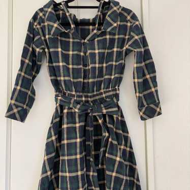 Cecil Mcbee navy and green checkered dress - image 1