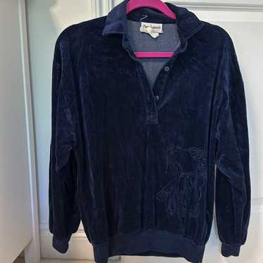 Vintage Pierre Lamonte Velour Collared Henley - image 1