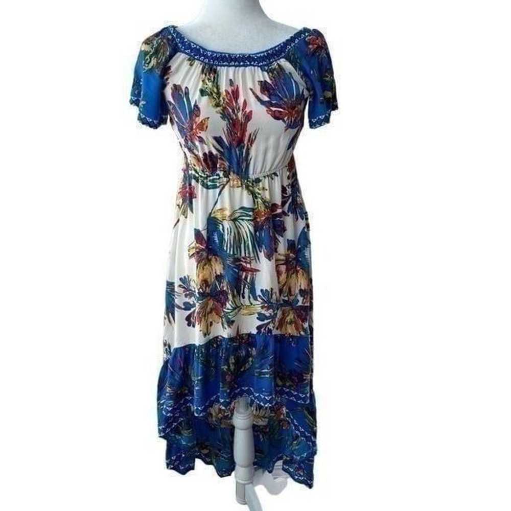 Flying Tomato White Blue Dress High Low SZ S - image 2