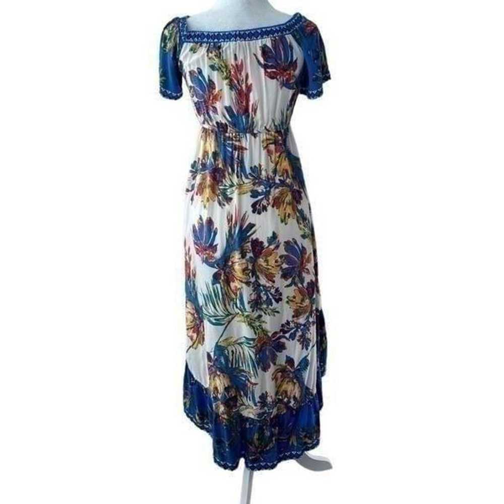 Flying Tomato White Blue Dress High Low SZ S - image 3