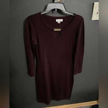 Calvin Klein Eggplant Purple Bodycon Long Sleeve … - image 1