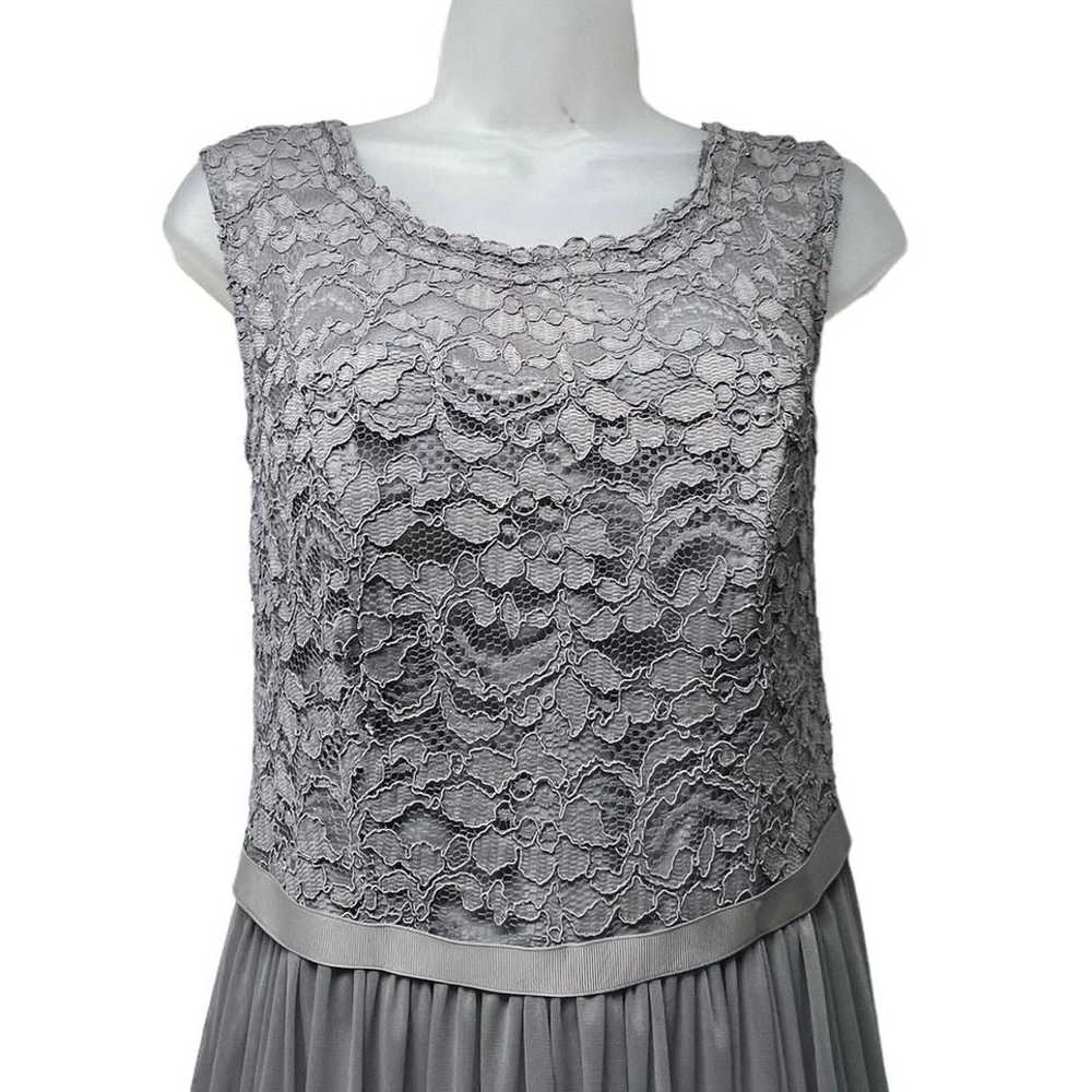 David’s Bridal Gray Long Formal Lace Bodice Sleev… - image 3