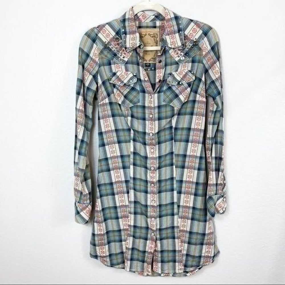 GUESS JEANS Shirt Dress w/Pearlized Snaps Size S - image 1