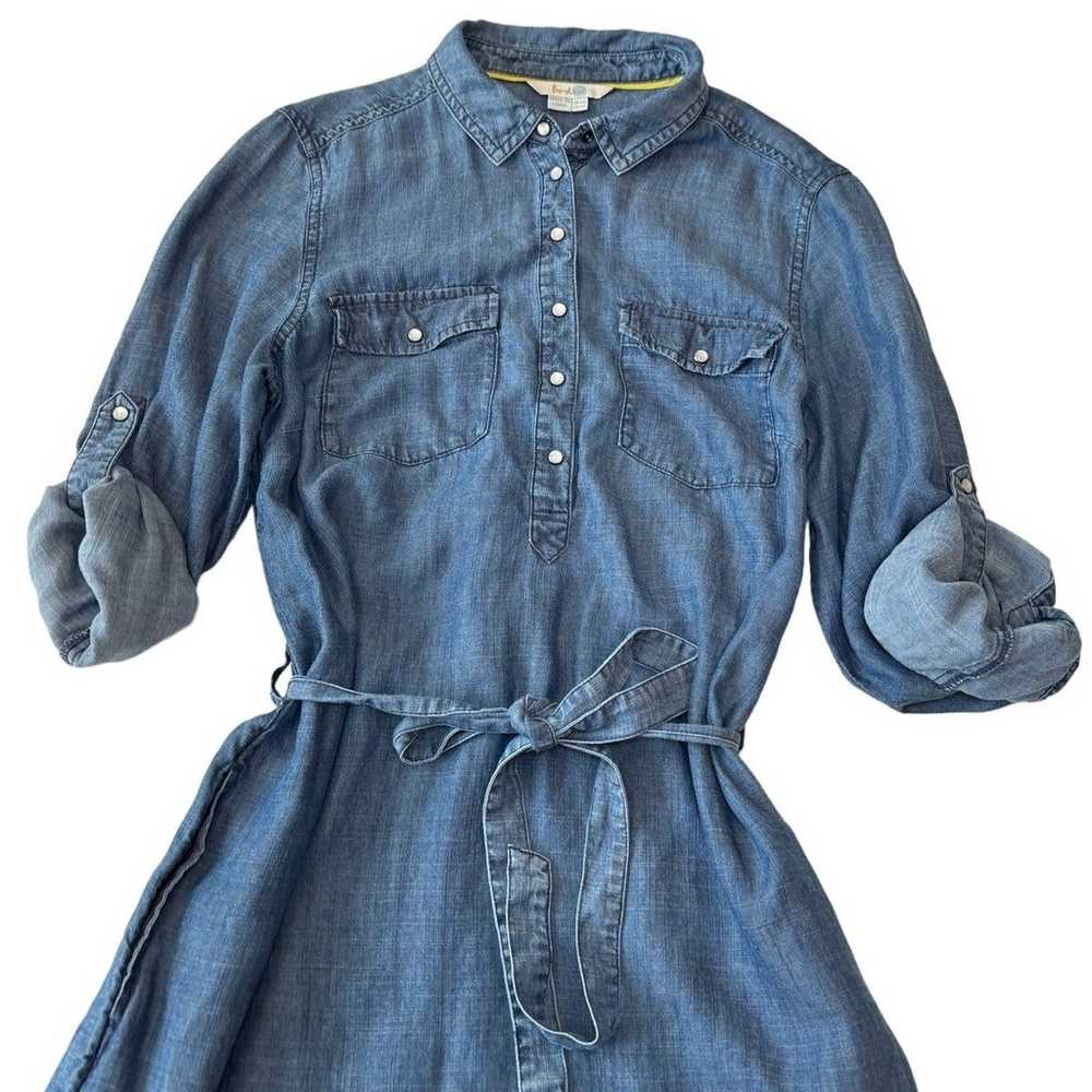 Boden Dress Womens Blue Denim Chambray Pearl Snap… - image 1