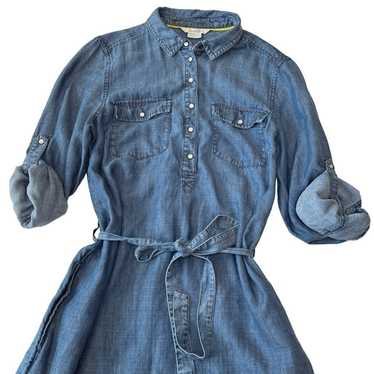 Boden Dress Womens Blue Denim Chambray Pearl Snap… - image 1