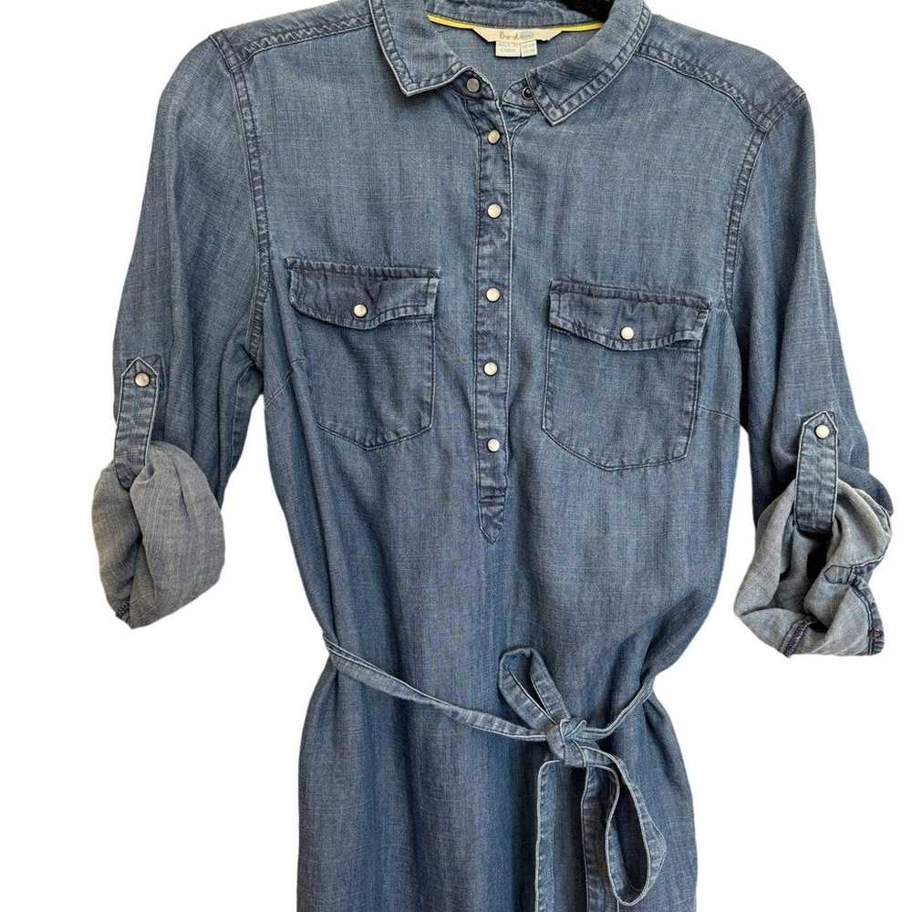 Boden Dress Womens Blue Denim Chambray Pearl Snap… - image 2