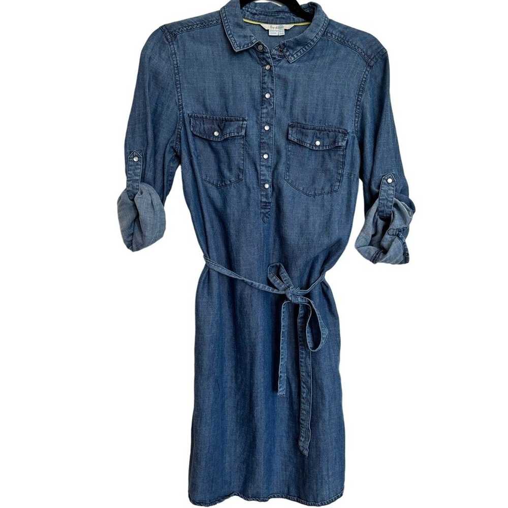 Boden Dress Womens Blue Denim Chambray Pearl Snap… - image 3