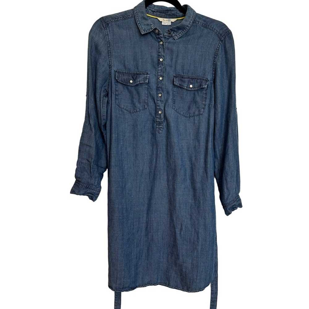 Boden Dress Womens Blue Denim Chambray Pearl Snap… - image 5