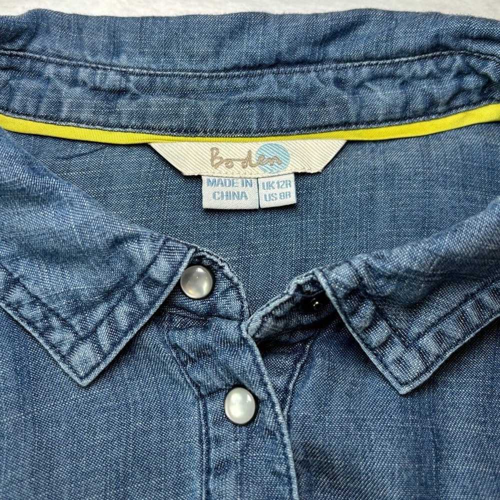 Boden Dress Womens Blue Denim Chambray Pearl Snap… - image 7