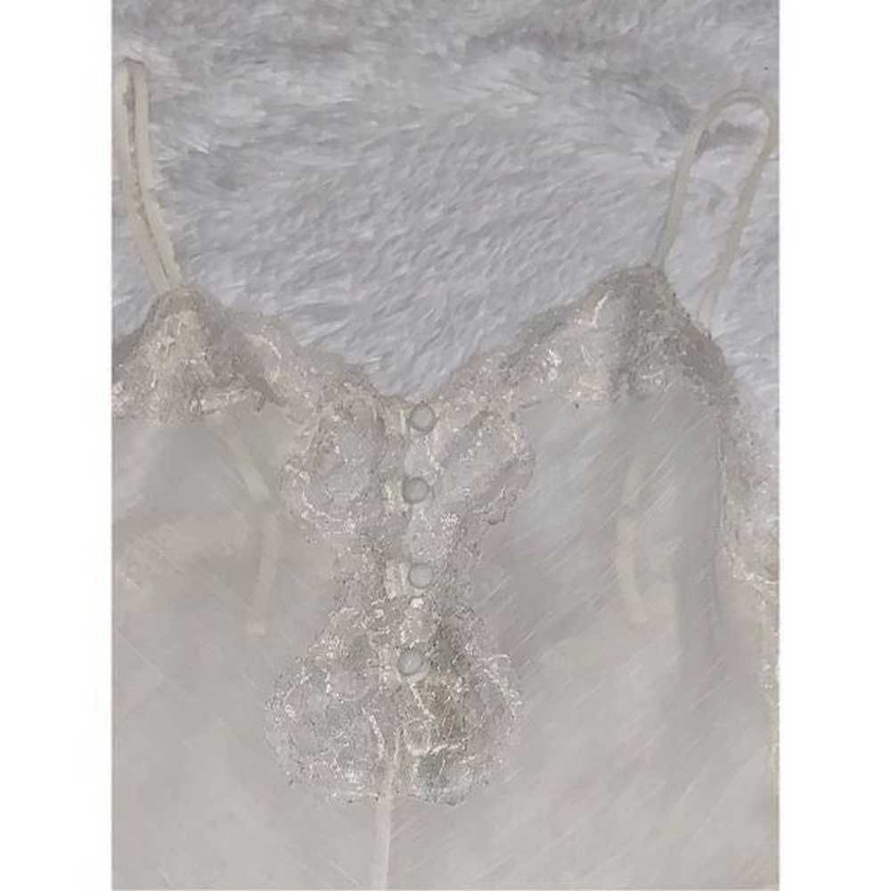 Vintage Delicates White Lace Teddy Bodysuit Small - image 2