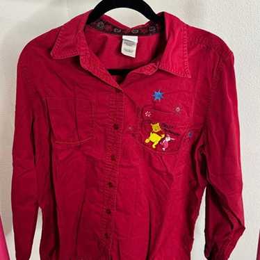 VINTAGE WINNIE & PIGLET RED TOP - L