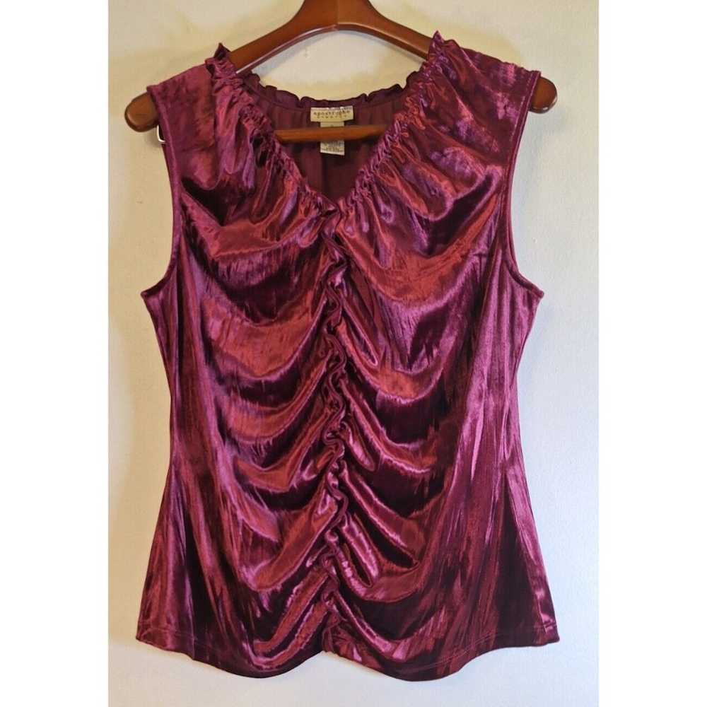 Vtg APOSTROPHE stretch burgundy velvet baby doll … - image 1