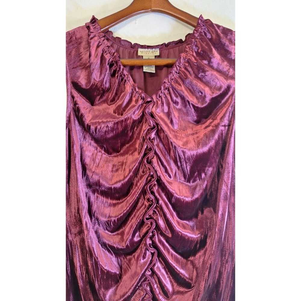 Vtg APOSTROPHE stretch burgundy velvet baby doll … - image 4