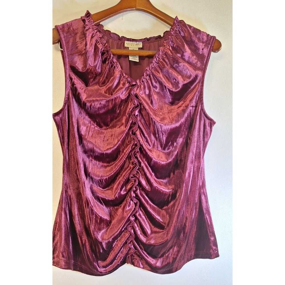 Vtg APOSTROPHE stretch burgundy velvet baby doll … - image 5