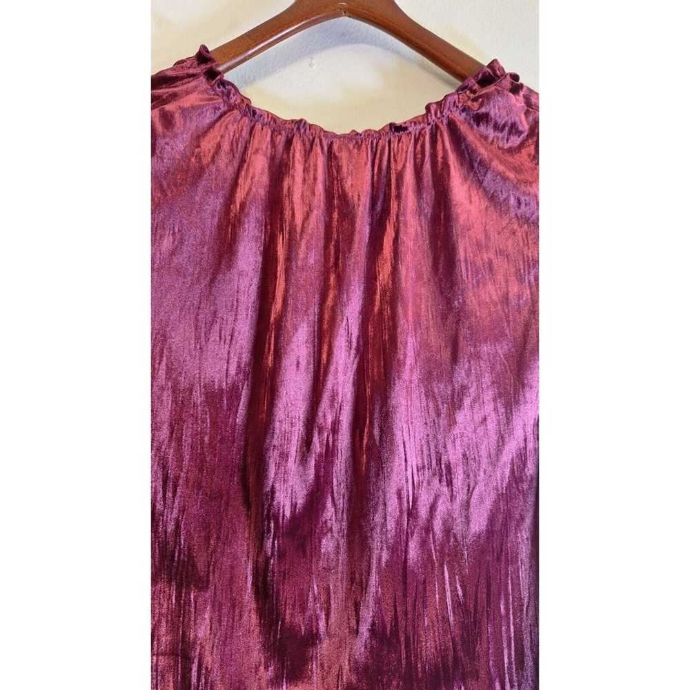 Vtg APOSTROPHE stretch burgundy velvet baby doll … - image 6