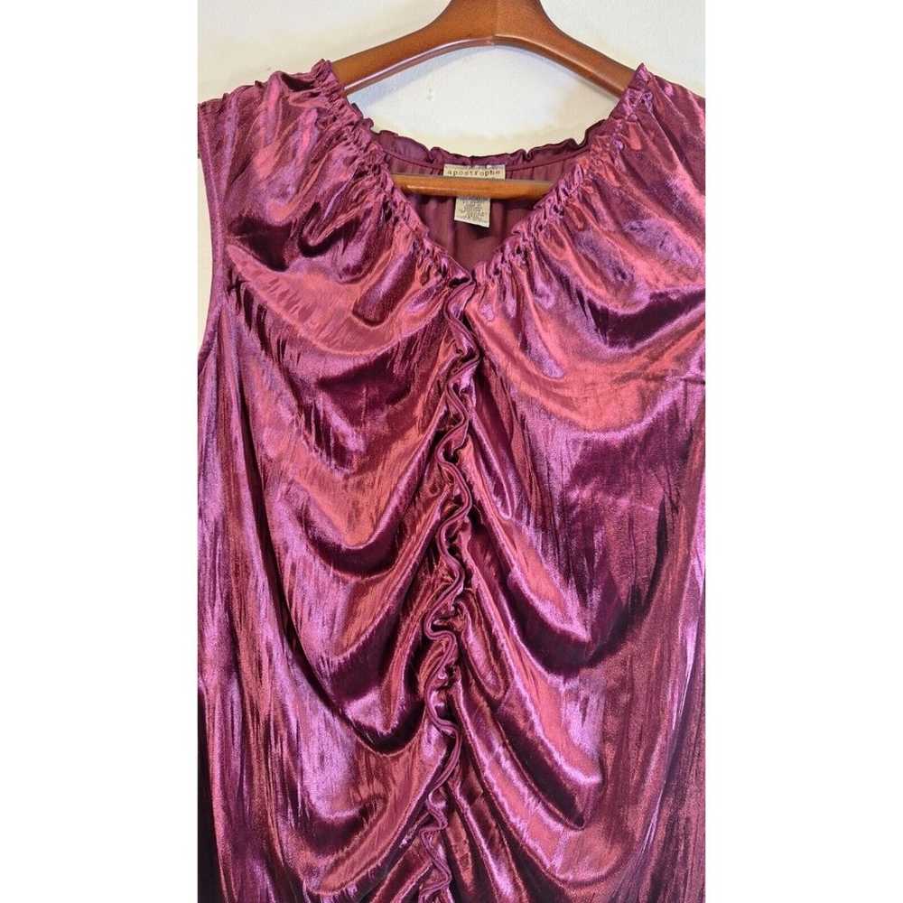 Vtg APOSTROPHE stretch burgundy velvet baby doll … - image 7