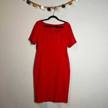 Ann Taylor red scoop neck pencil dress