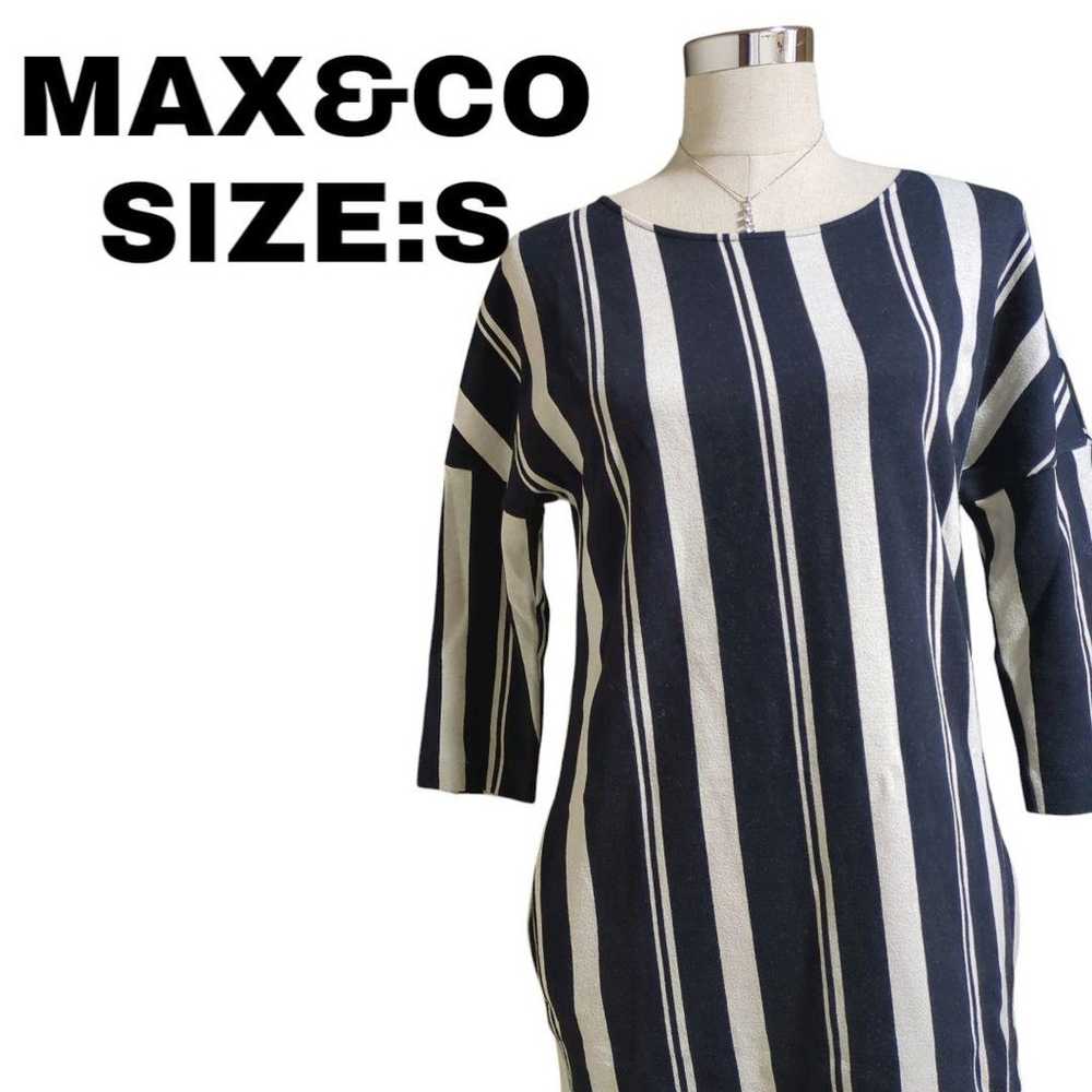 MAX&Co. Stripe Dress Size S Navy × White Spring S… - image 1