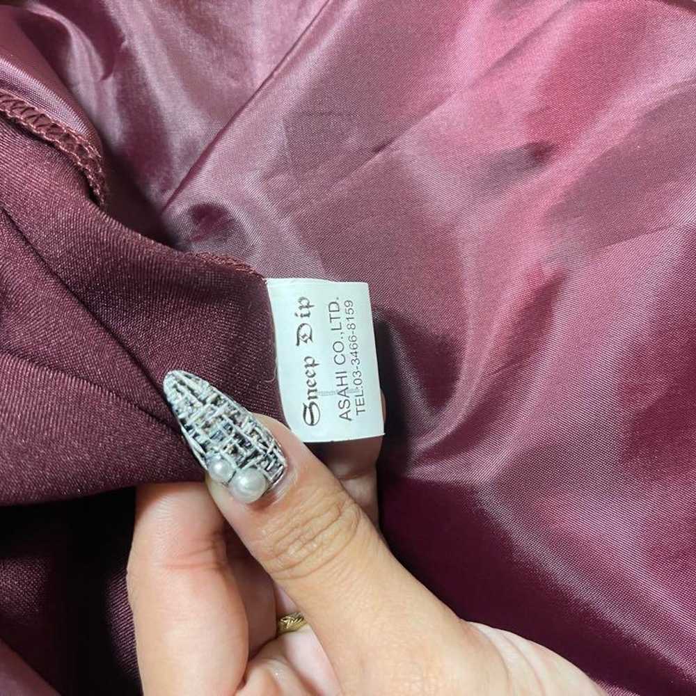 Burgundy Invited Dress Three-Quarter Sleeve Wrap … - image 12