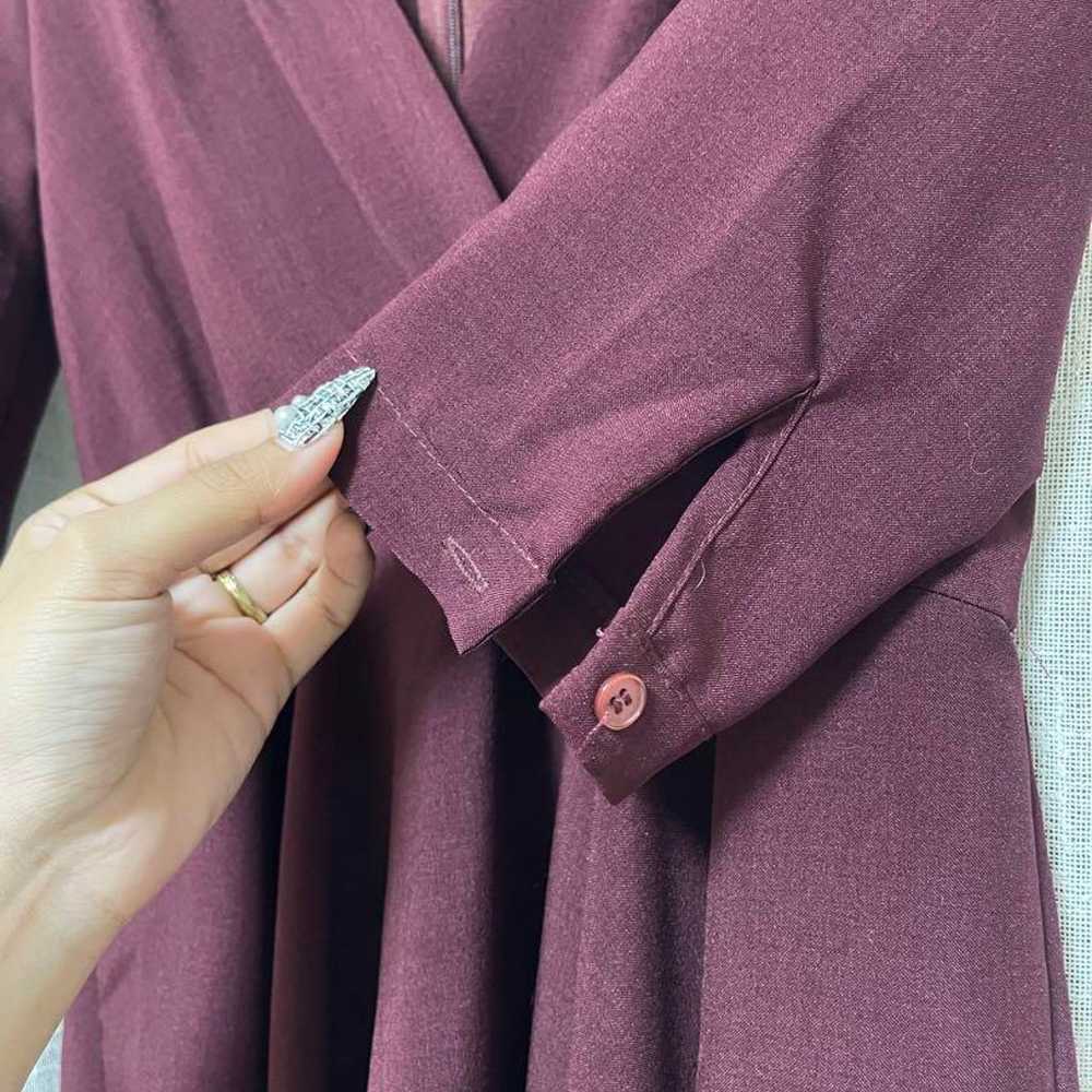 Burgundy Invited Dress Three-Quarter Sleeve Wrap … - image 3