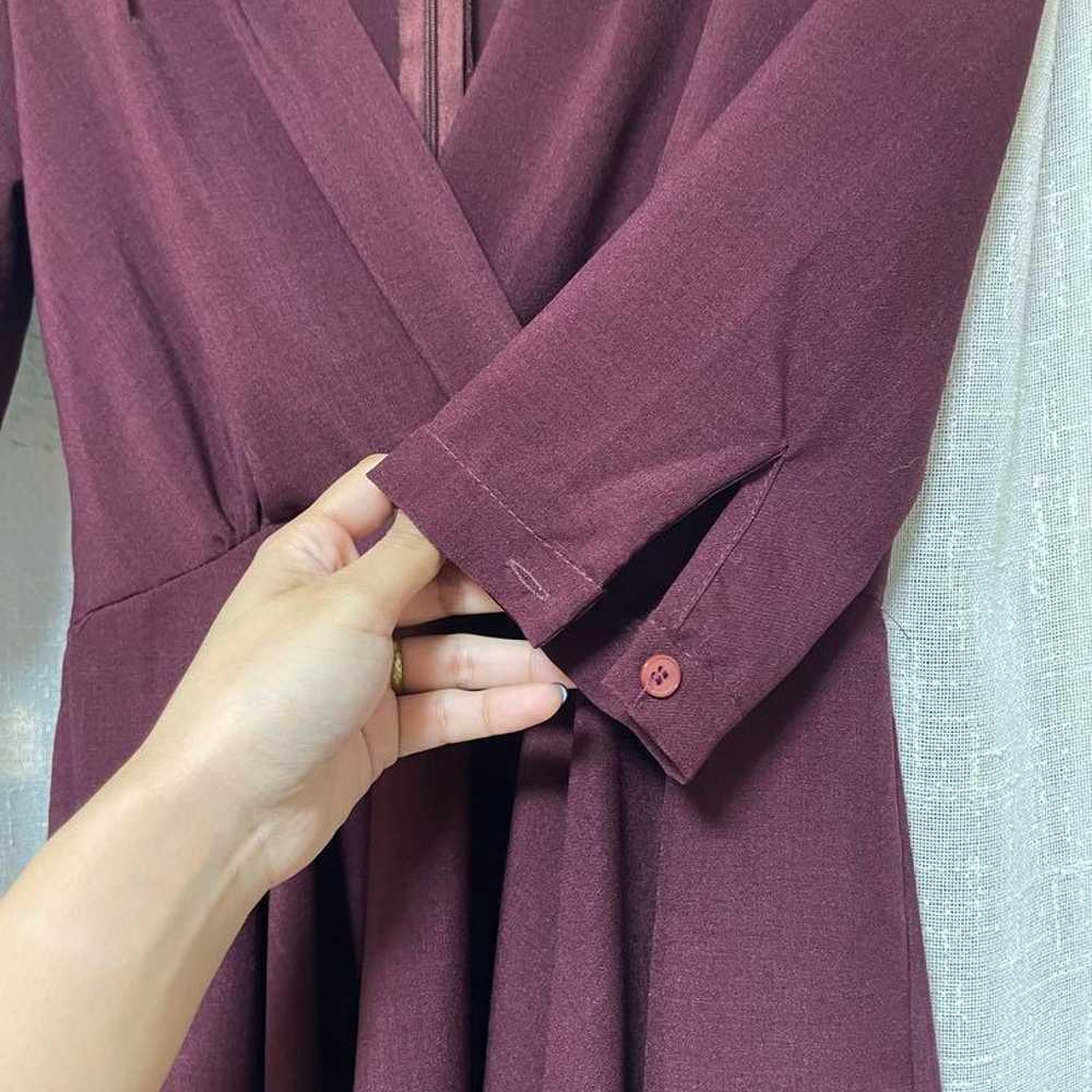 Burgundy Invited Dress Three-Quarter Sleeve Wrap … - image 4