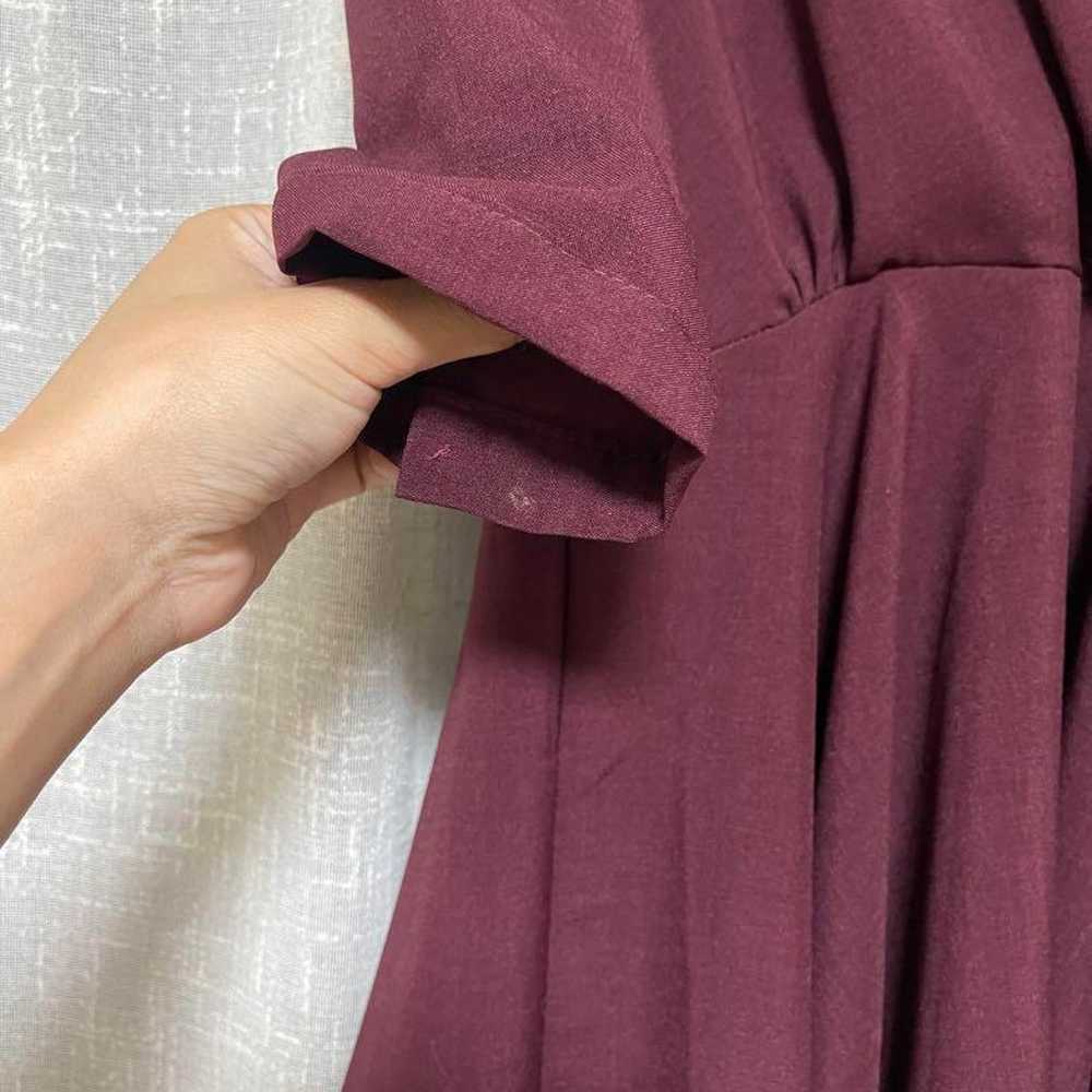 Burgundy Invited Dress Three-Quarter Sleeve Wrap … - image 7