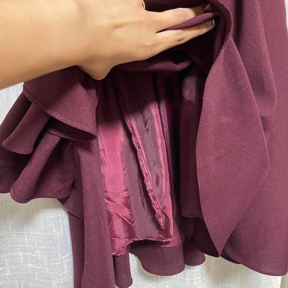 Burgundy Invited Dress Three-Quarter Sleeve Wrap … - image 8