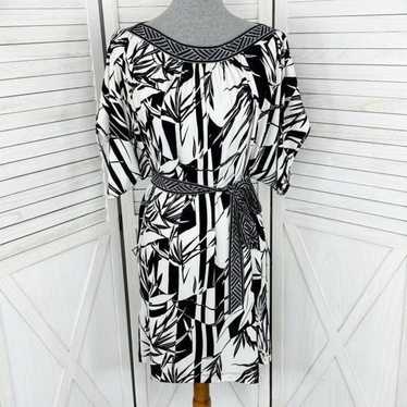 BCBGMaxAzria Bamboo Print Belted Tunic Shirt Dress