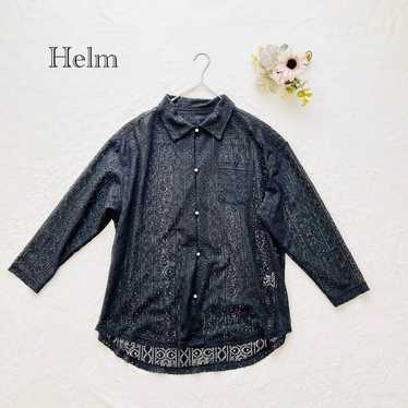 【Helm】Embroidered Lace Blouse (L) Crochet Sheer S… - image 1